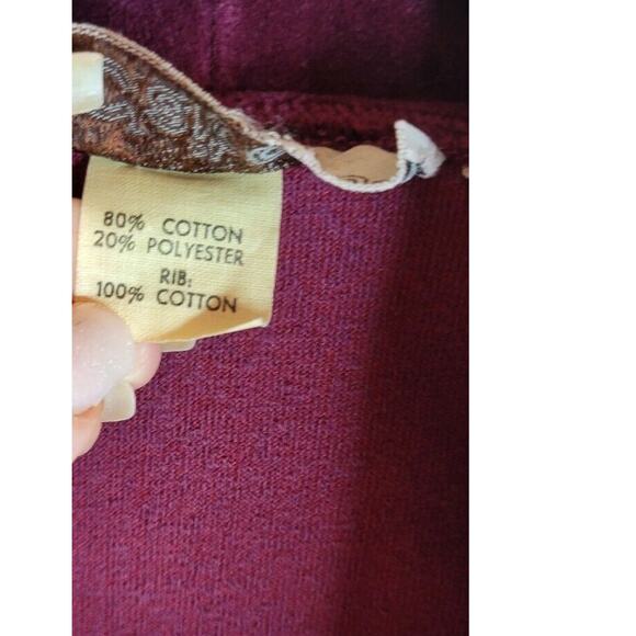Vintage Liz Claiborne Sweater Vest Medium Burgundy Velour Stretch Retro 70s Top - Picture 4 of 7
